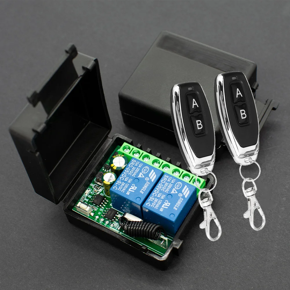 433Mhz Remote Control Wireless Switch DC 12V 24V 2CH 10A Relay Receiver Motor Controller For Door Electromagnetic Lock