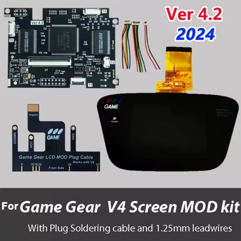 VGA Out Mod Highlight Adjustable Brightness LCD Kits For SEGA Game Gear GG Console V4.2 LCD Screen HighLit Full Display