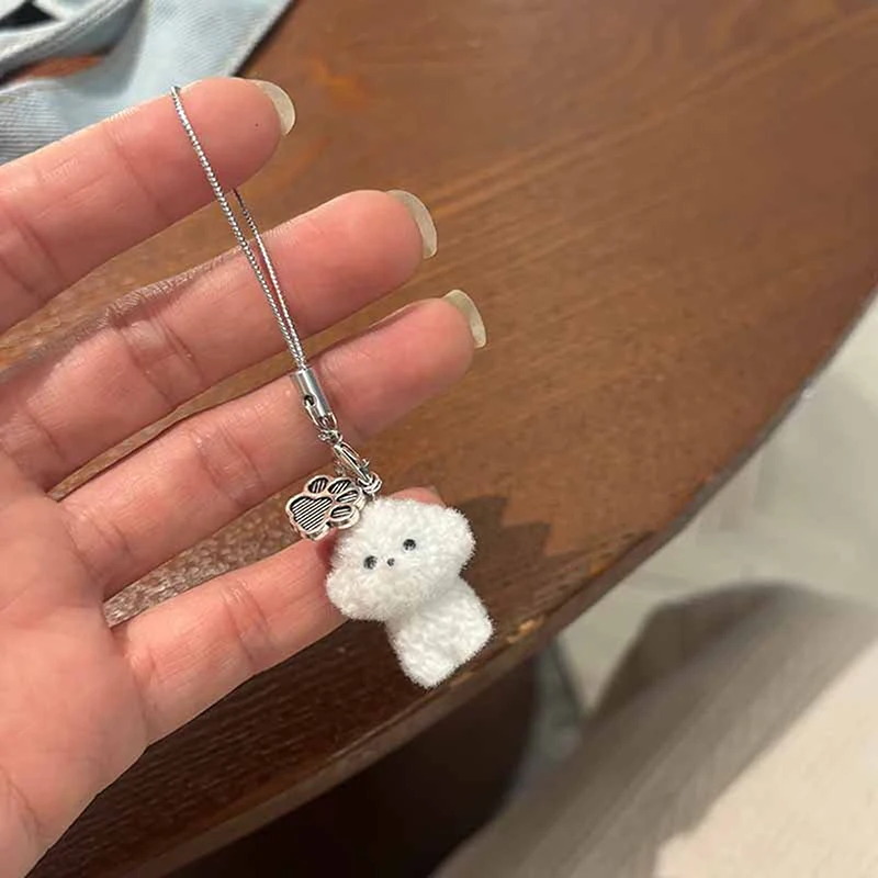 

1 шт., брелок из флокированной смолы для собак, щенков, 3D маленький плюшевый кулон в виде животного, рюкзак, автомобильные брелоки, подвески, подвески