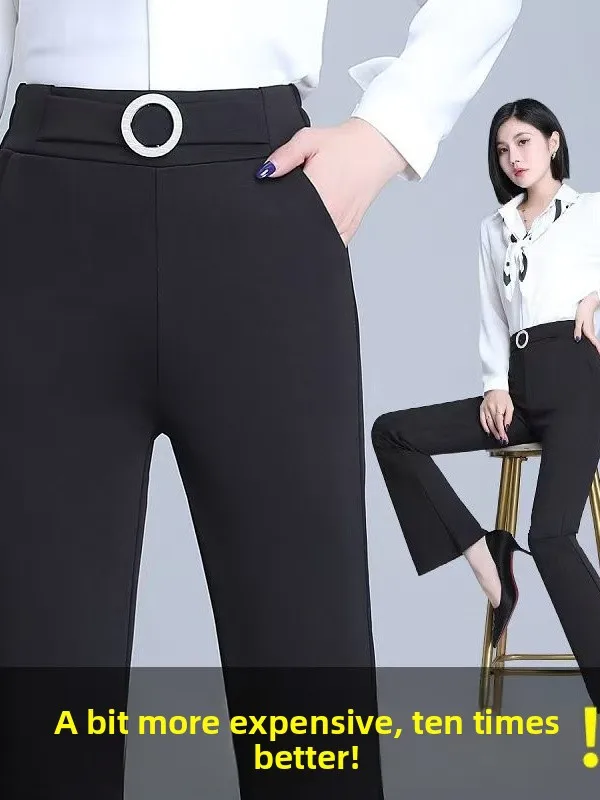 

Весна-Лето 2026: Новые черные расклешенные брюки с высокой талией, универсальные, больших размеров, женская одежда, стройнящие, скрывающие недостатки фигуры