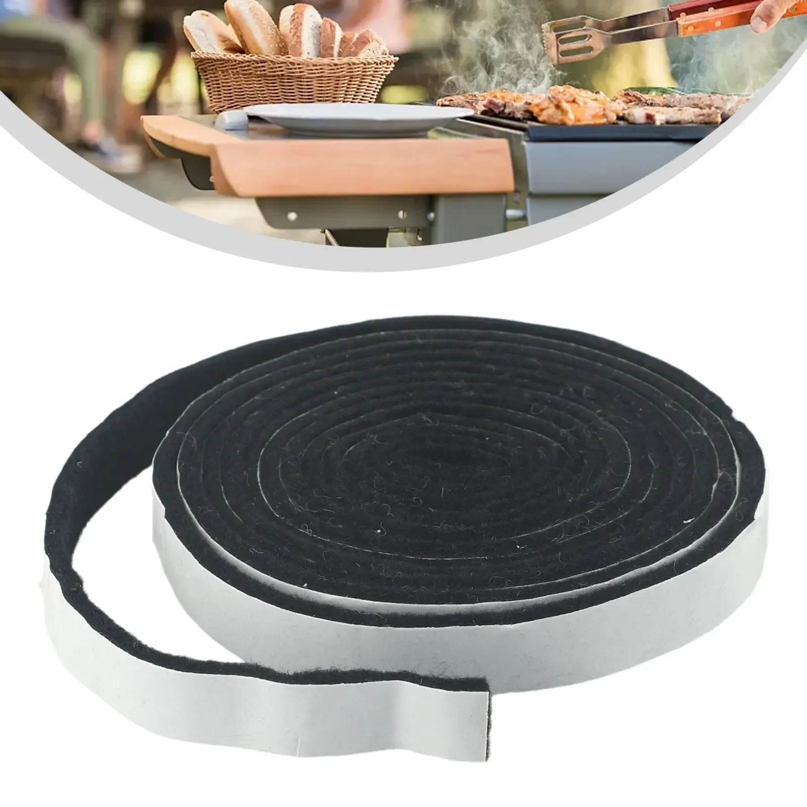 

1 Roll Barbecue Smoker Gasket BBQ Door Lid Grill Seal Tape W/ Adhesive High Heating Gasket Sealing Tape Outdoor BBQ