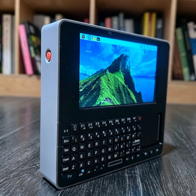 Raspberry Pi 5 Handheld Console Customized 3D Printing PETG Shell Lithium-ion Battery Keyboard Mouse Touchpad IPS LCD Screen