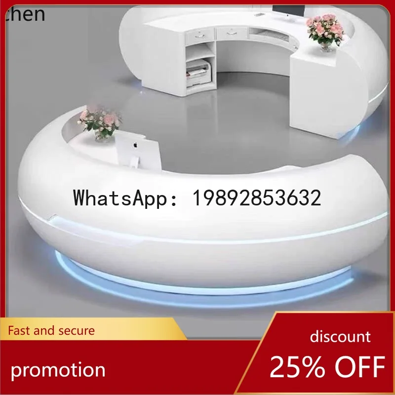 

YFY Fiberglass Painted Front Desk Reception Desk Cashier Desk Company Reception Counter Beauty Bar Counter