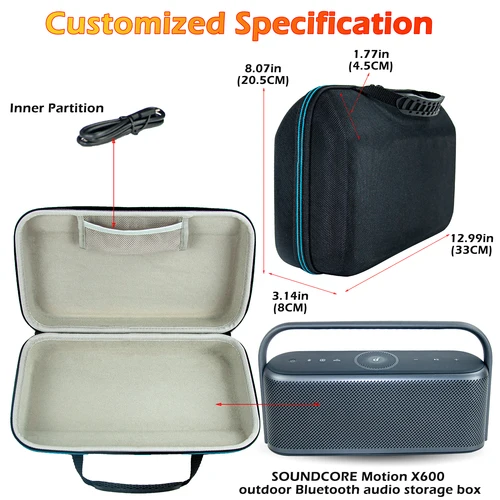 Imagen 2 del producto Bolsa dura de EVA a prueba de polvo para viajes al aire libre, bolsa de almacenamiento para el hogar, Estuche de transporte para Altavoz Bluetooth inalámbrico Anker Soundcore Motion X600