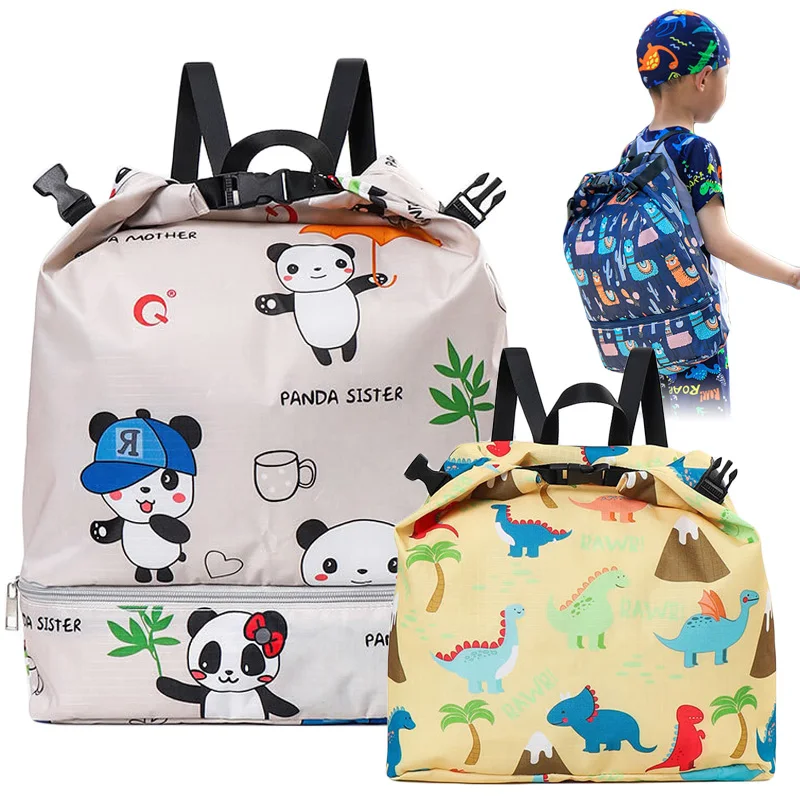 Kids Swimming Backpack Swim Cap Clothes Storage Dry Wet Combo Bags Waterproof Travel Beach Outdoor Pool Sport Wash Packing Bag