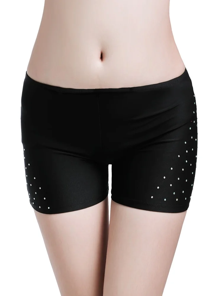 Safety Black Belly Dance Bottoms Women's Tight Practice Pants Dance Shorts Three-quarter Length Fitness Yoga Sportswear