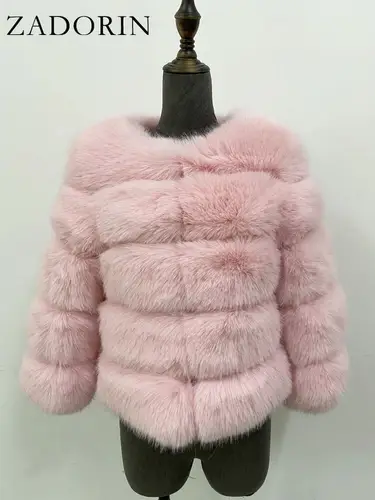 ZADORIN S-6XL Mink Coat Winter Black White Faux Fur Coat Woman Elegant Fluffy Faux Fur Jacket Top Short Fur Coats Woman Clothing - Image 10
