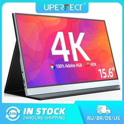 UPERFECT 휴대용 모니터 4K 15.6 인치 모바일 디스플레이, 3840 x 2160 UHD 100% Adobe sRGB IPS 스크린, 노트북 PC PS5 Xbox 스위치 Raspberry Pi Xiaomi Huawei Apple Phone