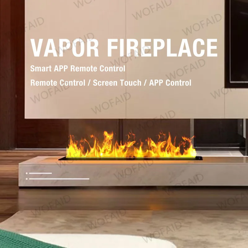 

Sectional Sofa Compatible Low-Profile Mist Fireplace: Smart Home Fire Place , 360° View - Barcelona Design Award Fireplace