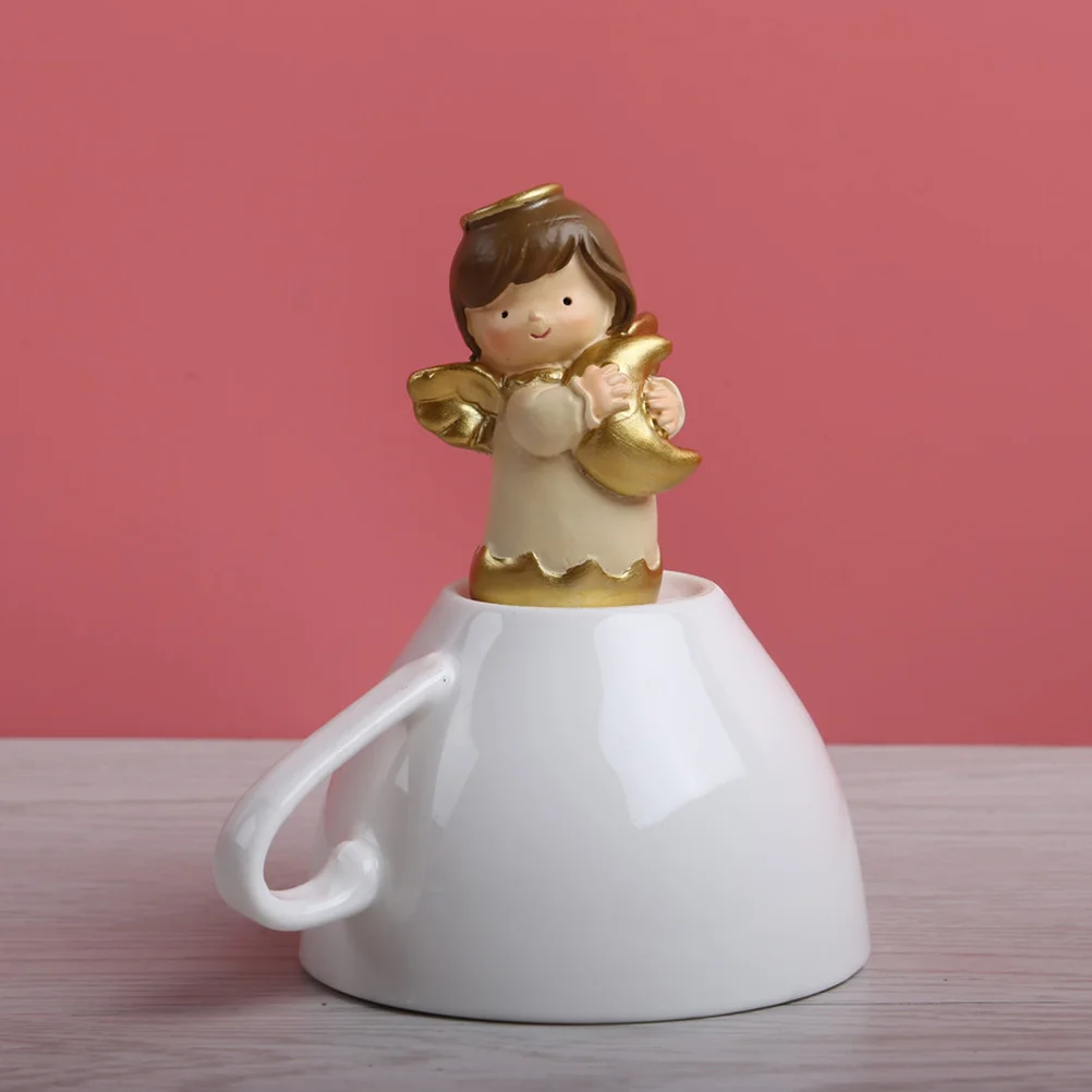 

4pcs Resin Angel Ornaments Golden Desktop Adornment For Home Decor Kids Party Cake Baking Decoration Tabletop Resin Craft