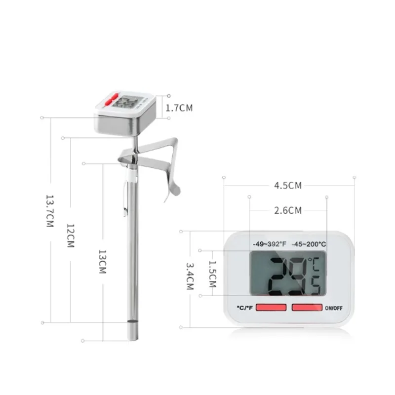 Suitable for thermometer CK5703 hand brewed coffee latte cup hanging temperature measurement with large screen speed display