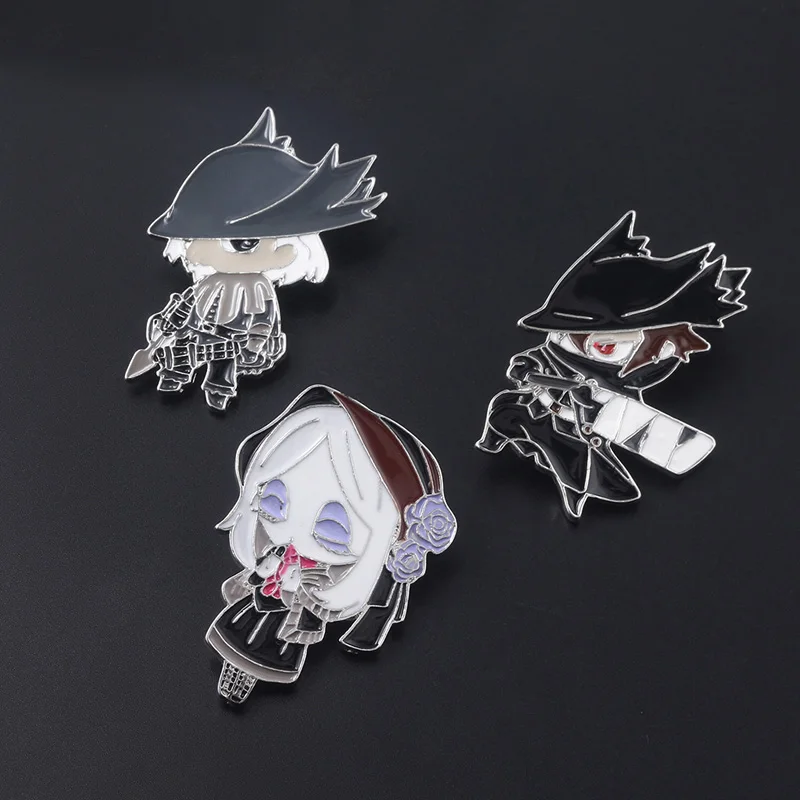 SG New Bloodborne & Dark Souls Hunters Ludwig Maria Blood Source Doll Figure Shirt Coat Brooches Pins Keyring Choker Jewelry