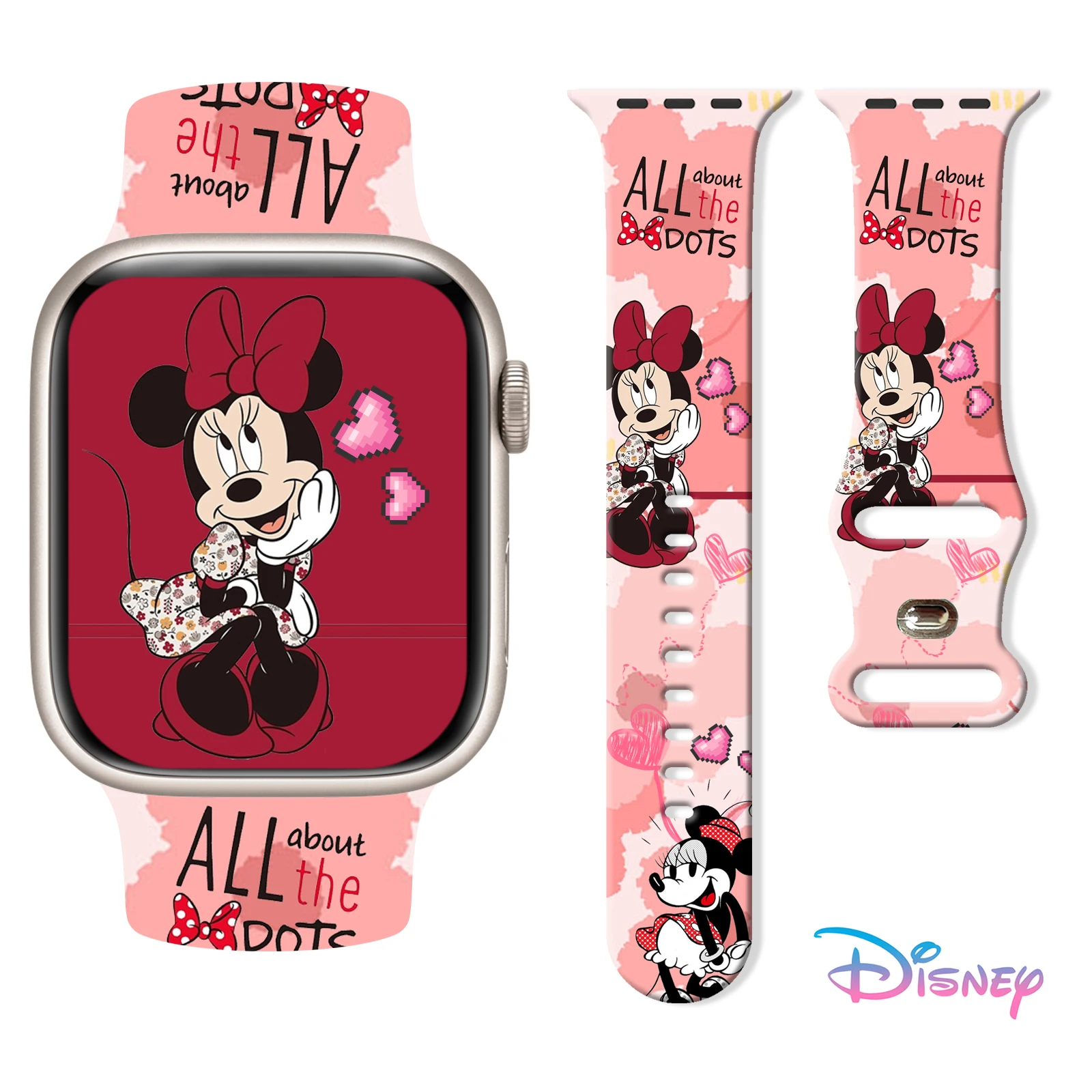 

Disney Cute Minnie printing Strap for Apple Watch 11 10 9 8 7 Band Replaceable Bracelet for iWatch 46mm 42mm 41mm 40mm Watchband