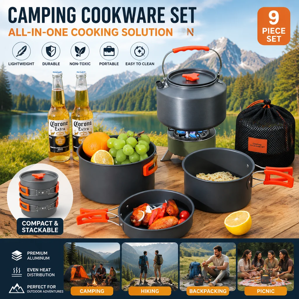 Outdoor Camping Cookware Set F - Quality Camping Cooking Set recension och pris