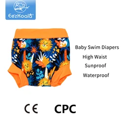 Eezkoala Leakproof Swimming Diaper Newborn Baby High Waist Swim Nappies Washable Sunproof Baby Swimwear Cloth Diapers