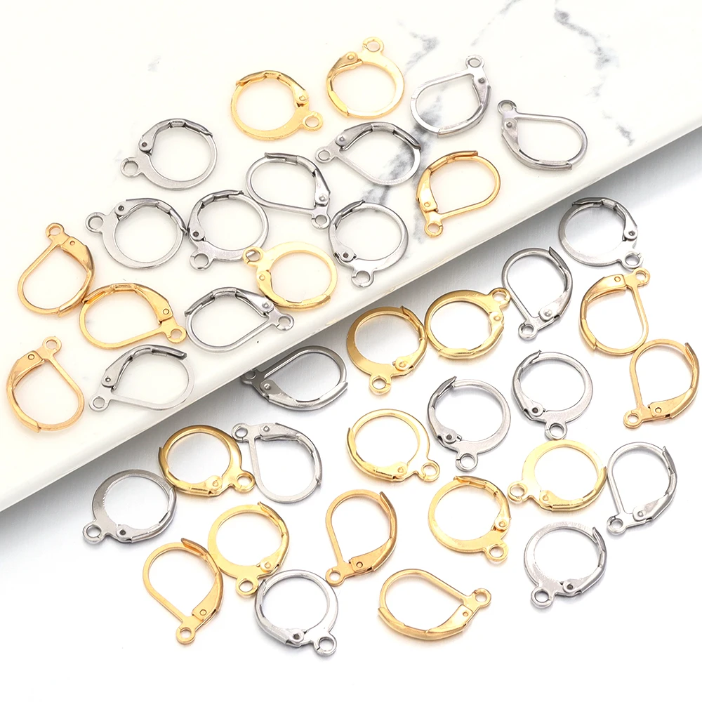 20 Stück/Set Edelstahl-Ohrringhaken, Drahtfassungen, Ohrring-Ringe für Schmuckherstellung, DIY-Ohrring-Zubehör – Detail 5