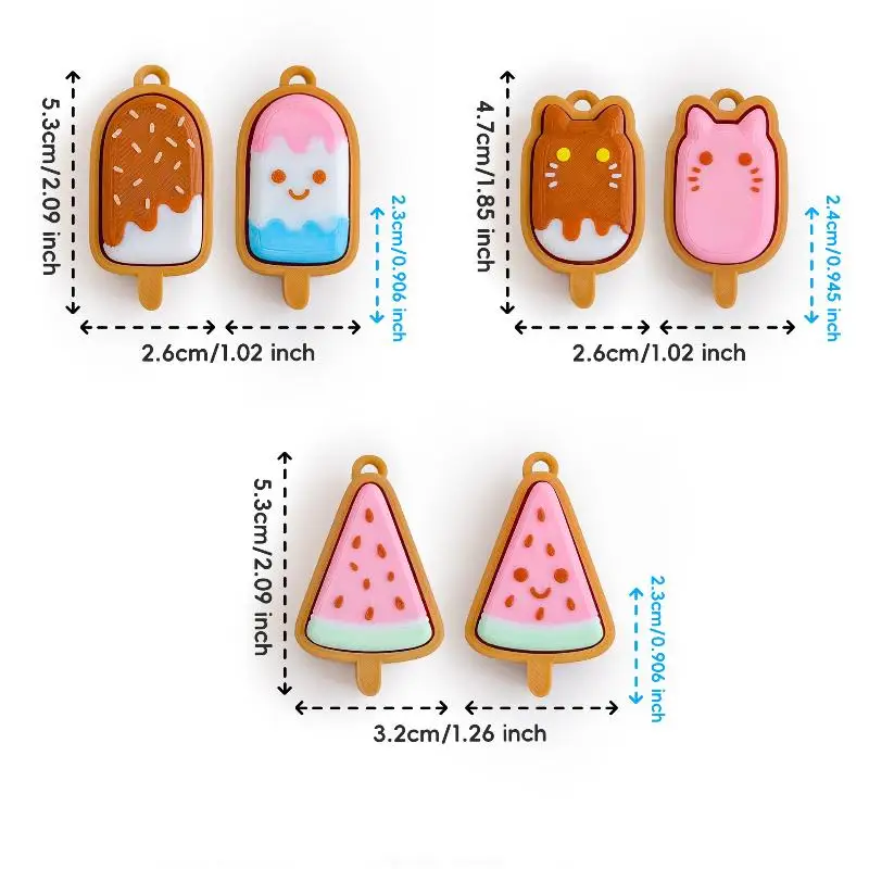 3D-gedruckter niedlicher Eiscreme-Clicker-Schlüsselanhänger Taschenanhänger Entspannungsspielzeug zur Stresslinderung, gegen Angstzustände & ADHS, Geschenk für Kinder – Detail 7