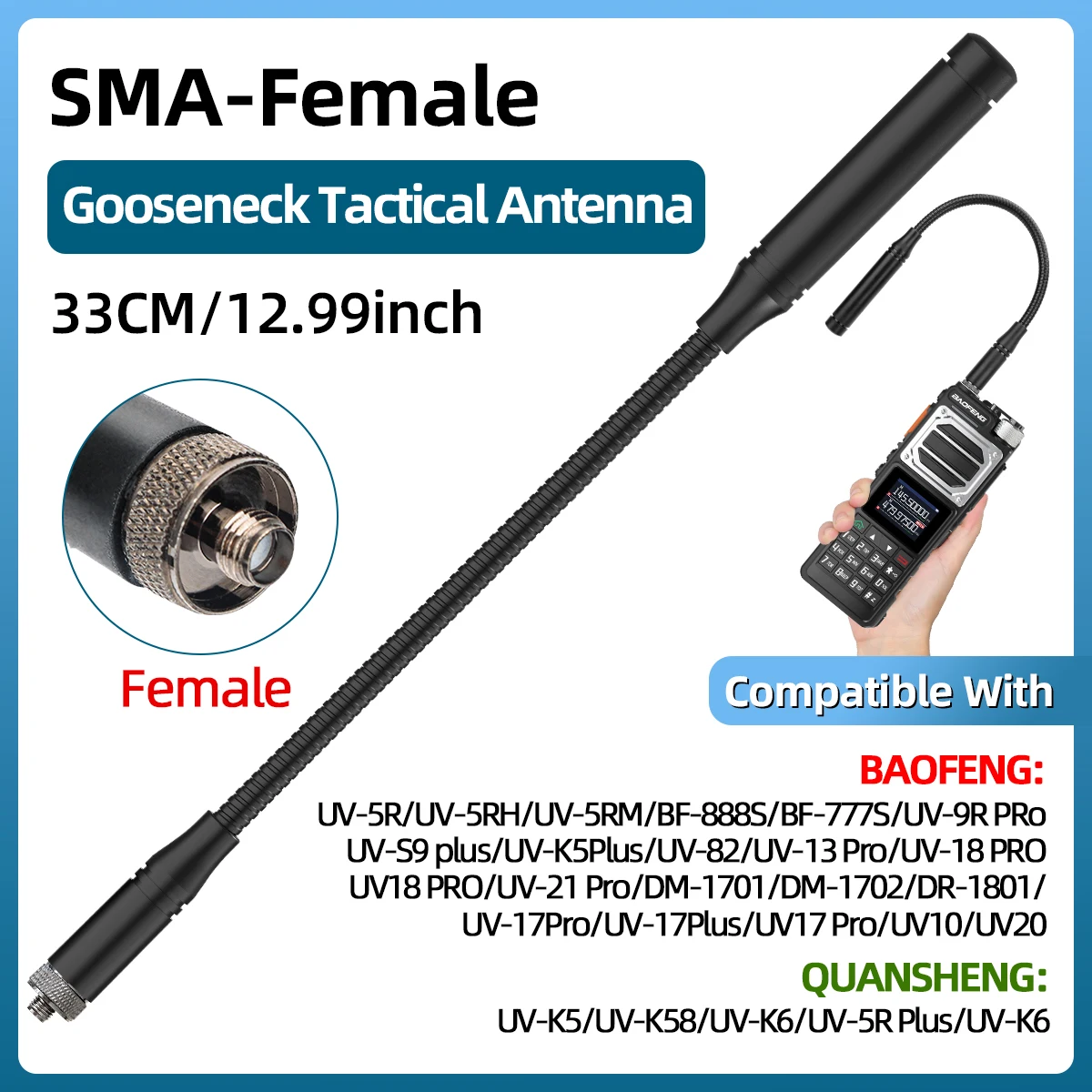 Abbree Cs Tactische Antenne Sma-Vrouwelijke Dual Band Vhf Uhf 144/430Mhz Opvouwbaar Voor Walkie Talkie Baofeng UV-21 UV-5R Quansheng K5