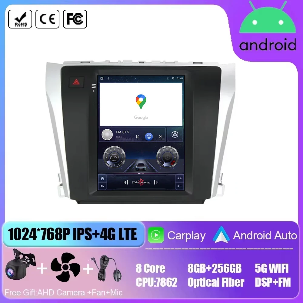 

Для Toyota Camry 2012-2016 автомобильный стерео авто радио Android мультимедийный плеер Carplay DVD GPS Navi головное устройство без 2DIN QLED экран