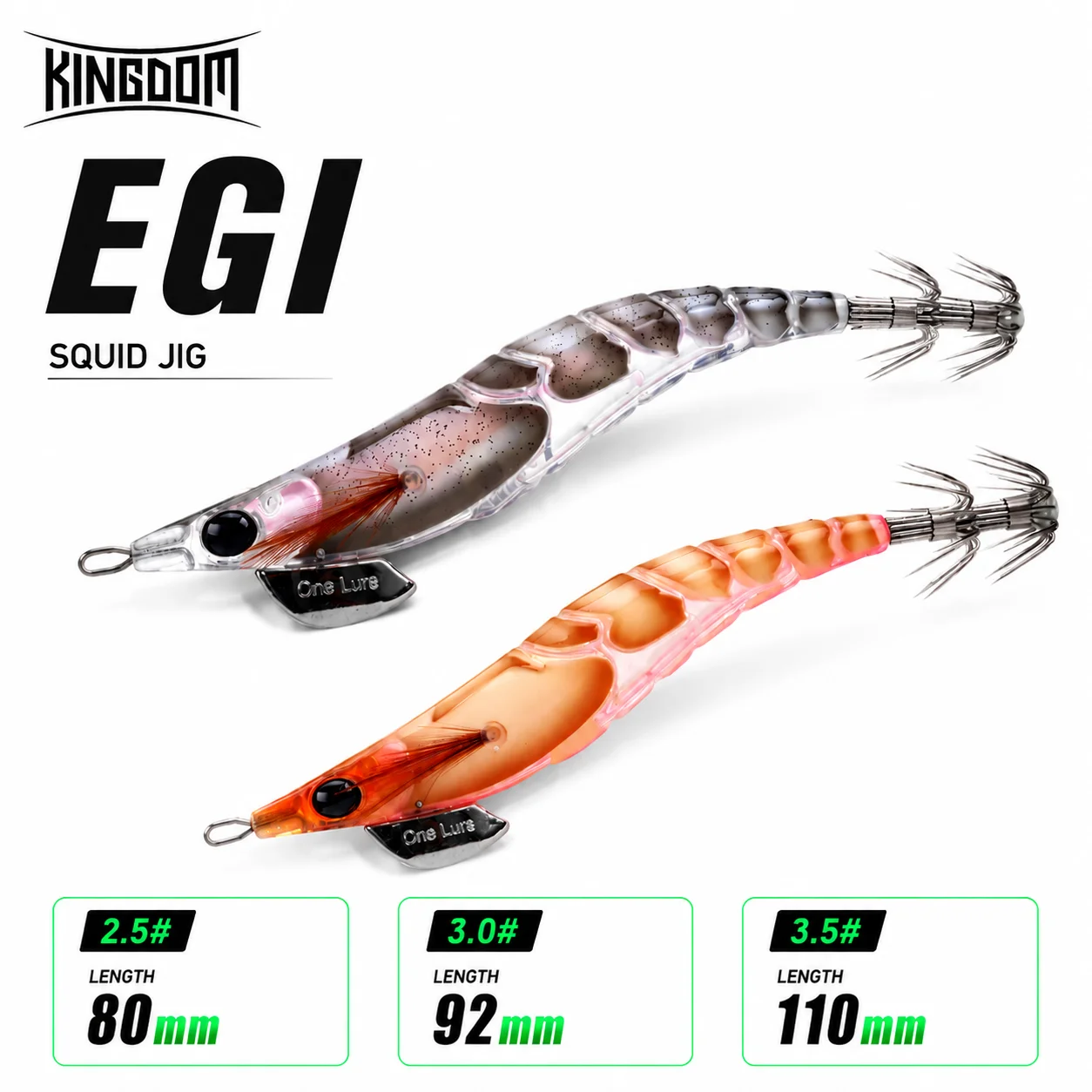 Kingdom Squid Bait 2.5 #   3.0 #   3.5 #   Künstliche Jigging-Köder, langsam sinkend, starke Haken, Meeresangeln, Oktopus, Tintenfisch, leuchtend, EGI