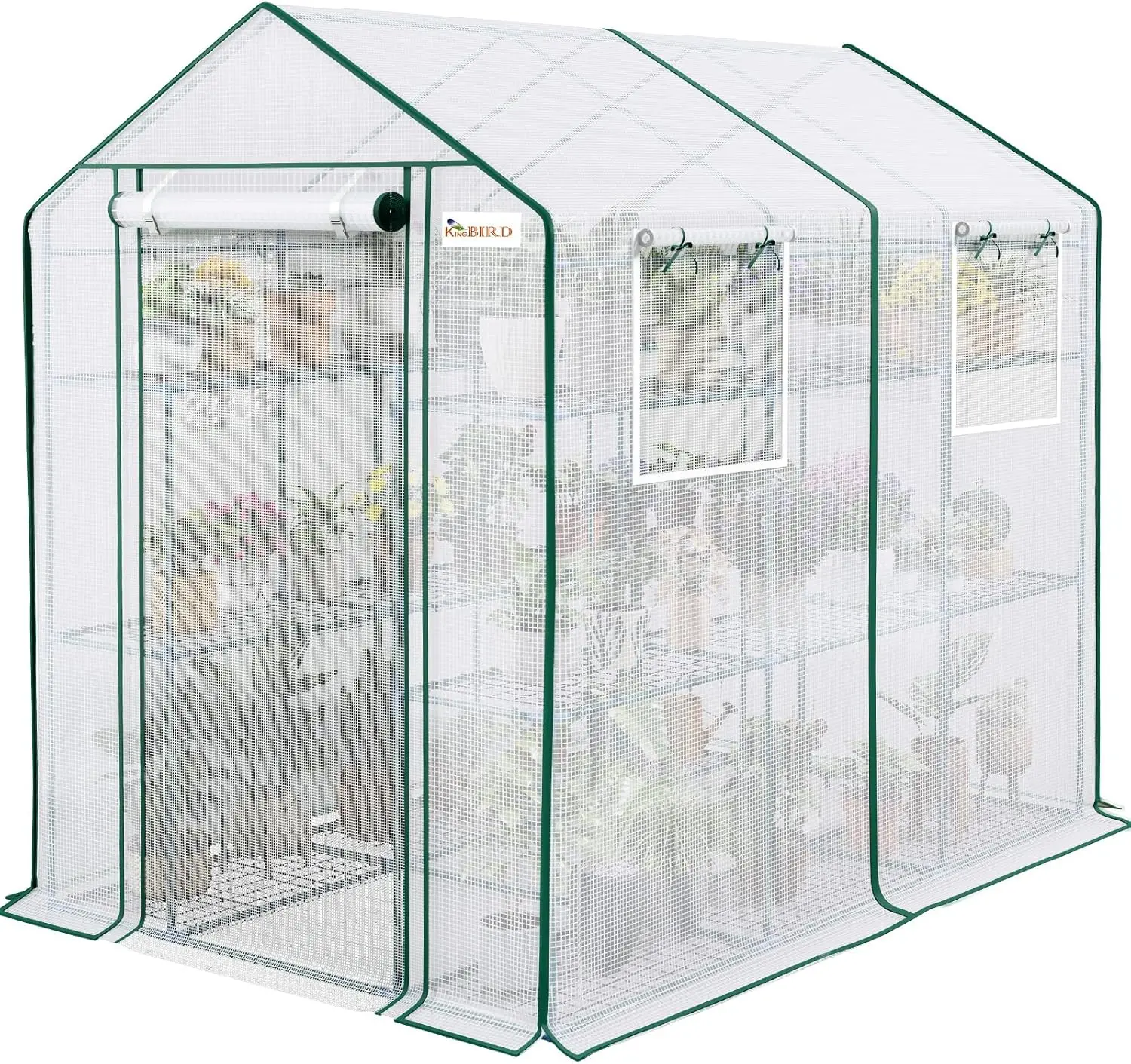 

Premium Greenhouse for Outdoors, 84 x 56 x 77 Upgraded PE Cover & Steel Frame Walk in Hot House, w/ Zippered Screen Windows Mesh