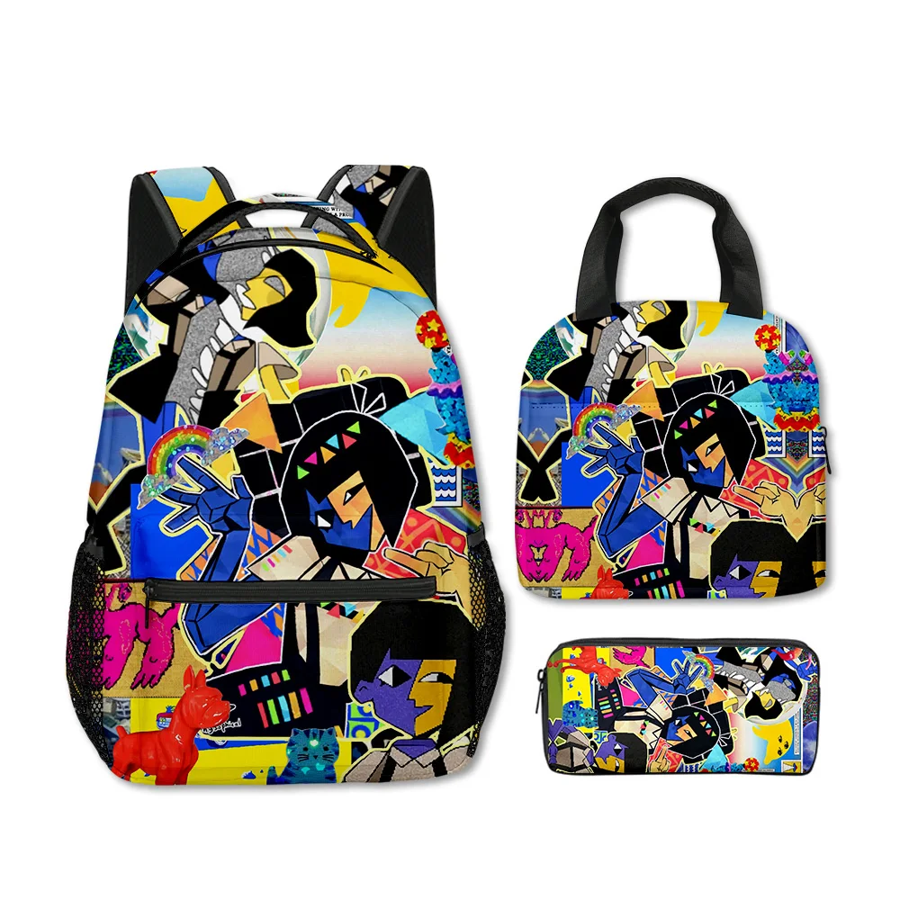 Cartoon Novelty Cool ENA Dream BBQ 3D Print 3pcs/Set Student School Bags Laptop Backpack Crossbody Lunch bag Pencil Case