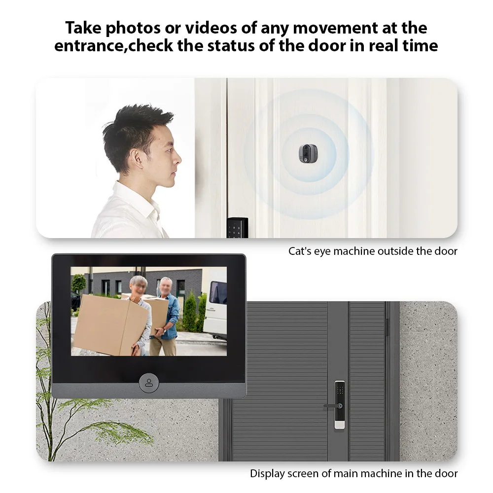 WiFi Video Doorbell for Apartment 2.4GHz Peephole Camera 4.3-inch IPS Display Tuya APP 1080P 120 Degree Visible Night Vision