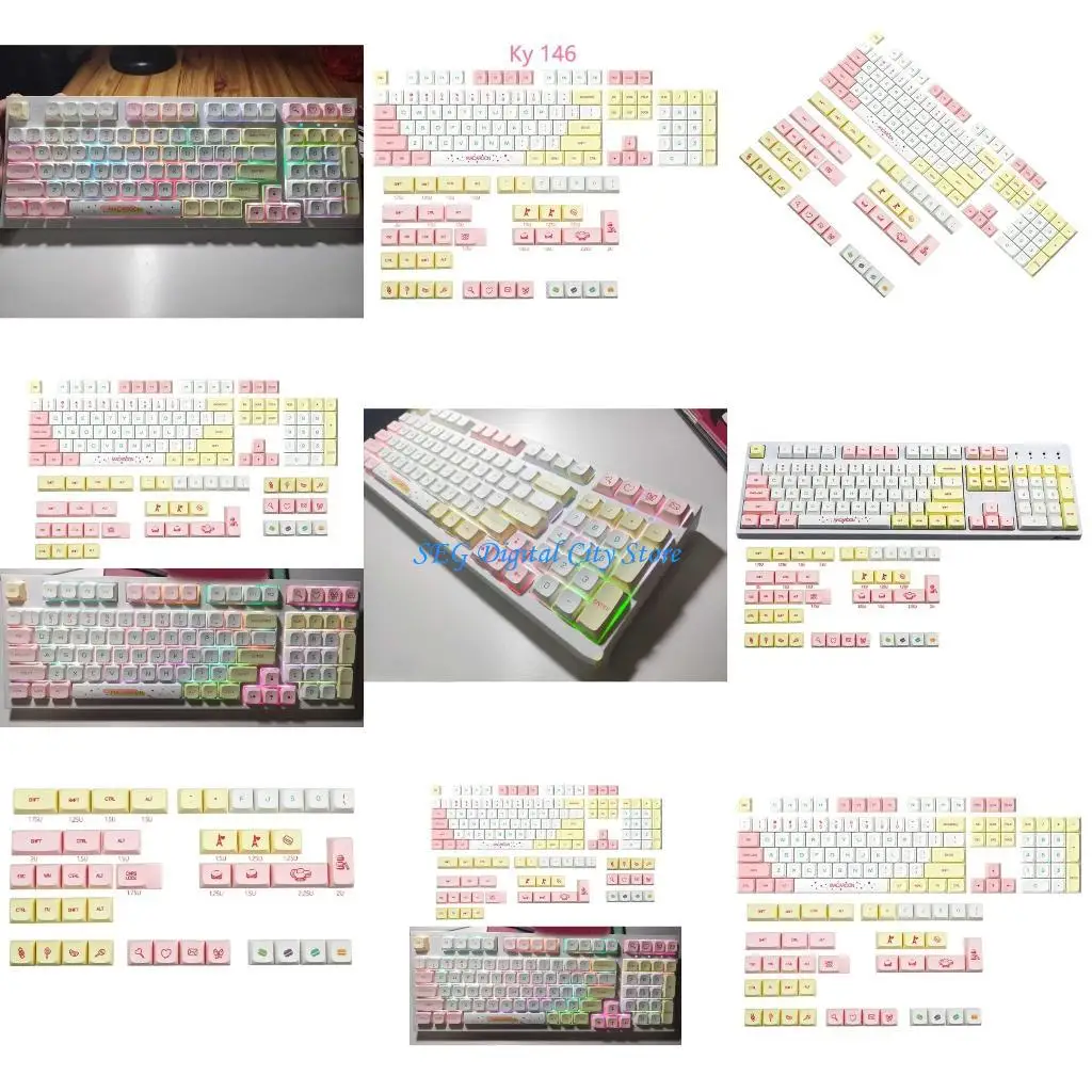 

U75B Macaron Color PBT Keycaps XDA Height Macaron Ethermal Aesthetics Keycap Set 146PCS for Mechanical Keyboards