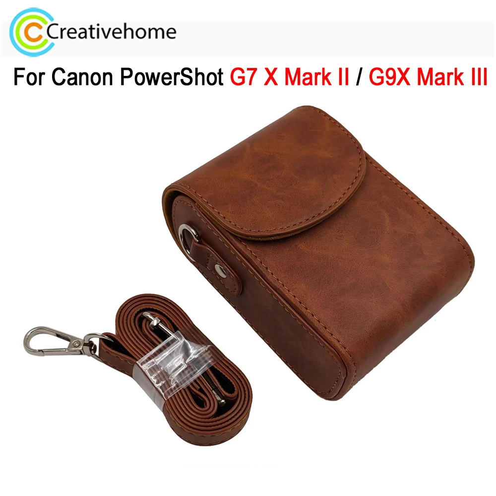 PULUZ Bolsa de Câmera Retro em Couro PU para Canon PowerShot G7 X Mark II, PowerShot G9X Mark III, Estojo Protetor Completo com Alça