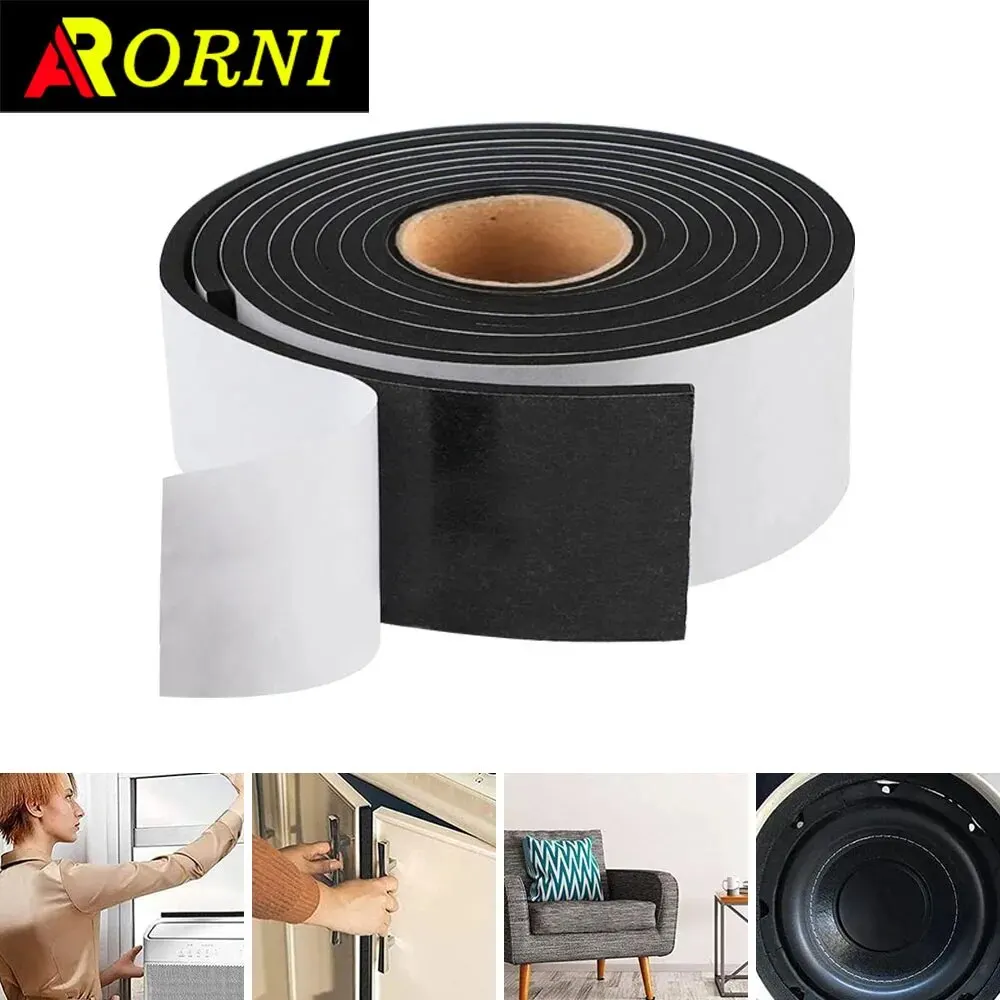 Durable Adhesive Black Sponge EVA Rubber Band,5mm ,EVA Adhesive Tape Single-sided Foam Anti-collision Sealing Tape