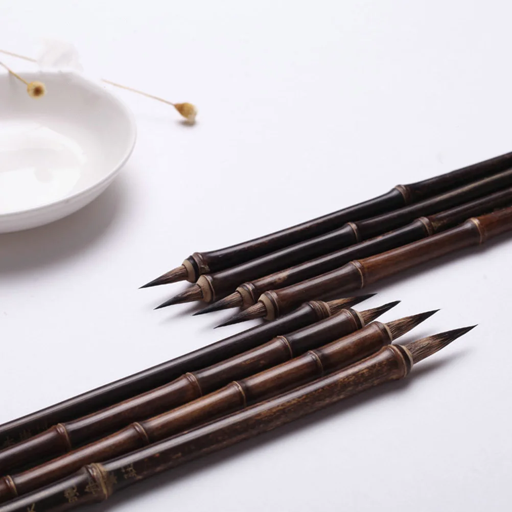 

3 Pcs Calligraphy Brush Combo Bamboo Purple Hair Pens Writing Tools Student DIY Traditional Painting Supplies Sumi Art Brushes
