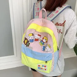 MBTI-mochila Kawaii de Hello Kitty para mujer Y2k, mochilas estéticas de moda con contraste de colores, bolso informal Harajuku de dibujos animados