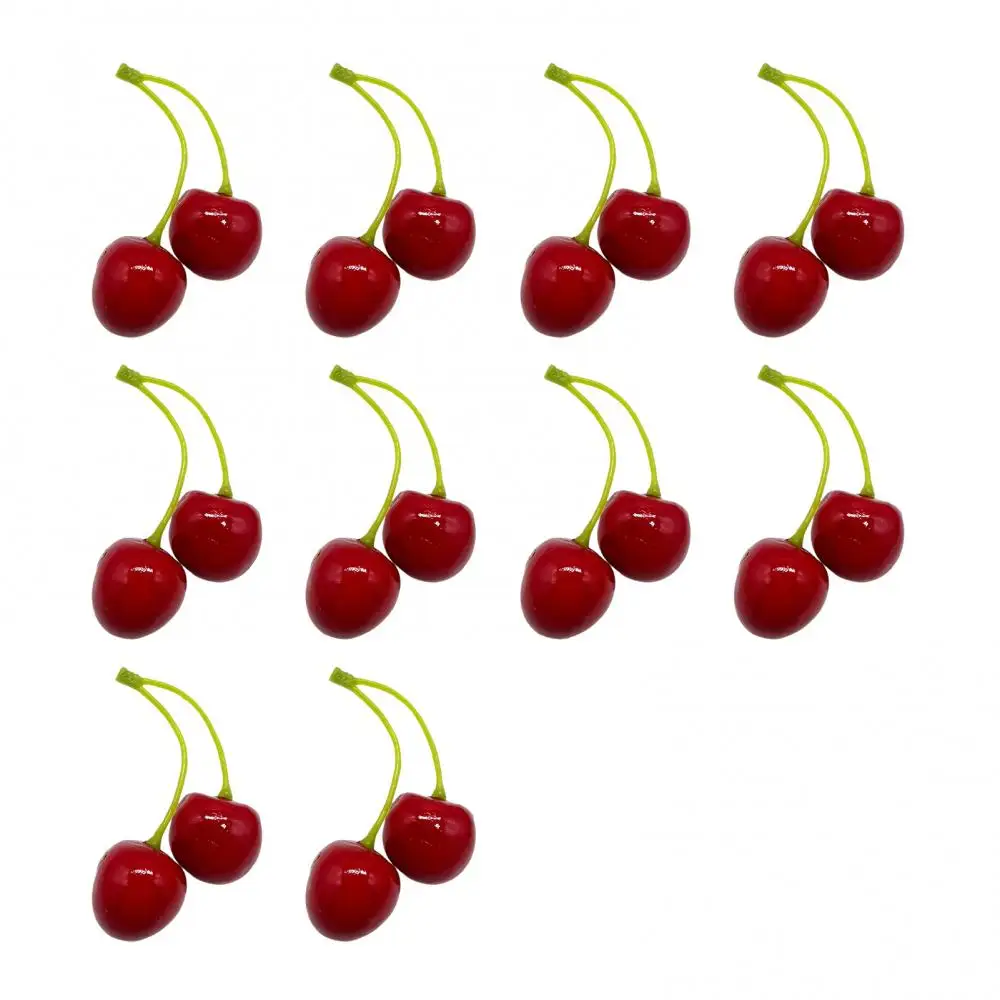 Mini 10Pcs Simulation Artificial Cherry Foam 3D Model Fruit Props Decoration