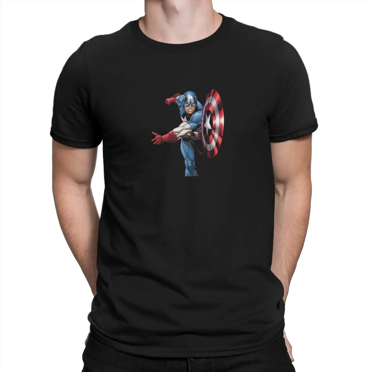 

Fly Men TShirt Disney Captain America Film Crewneck Short Sleeve Fabric T Shirt Funny High Quality Gift Idea