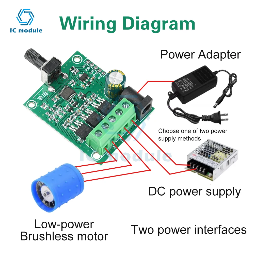 Three-Phase Brushless DC Motor Driver Board DC 5-24V 75W ESC Driver Board Speed Control module for HDD Fan Industrial Cooling