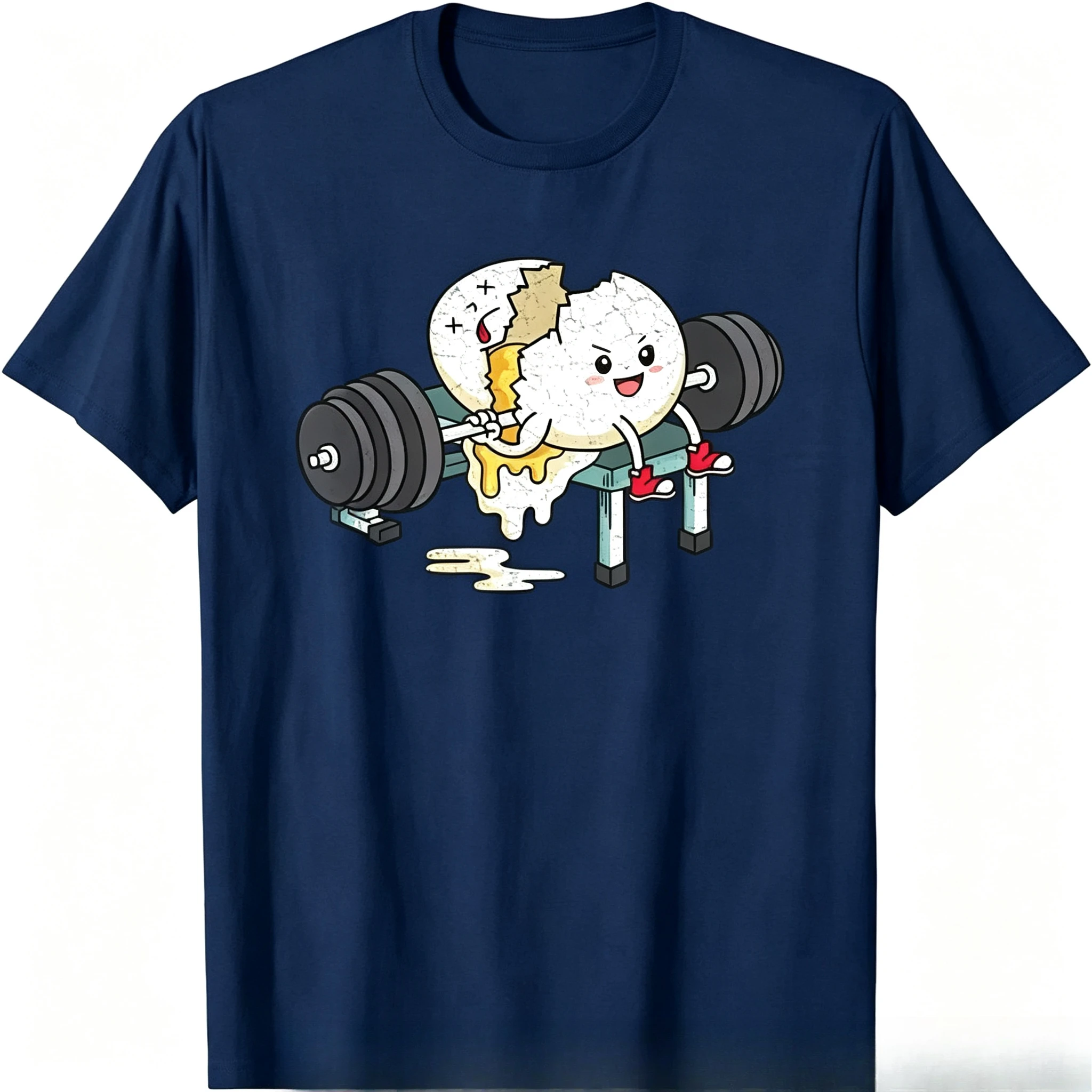 Funny Egg Fitness Gym Lifting Workout Crewneck Men Casual Short Sleeve Graphic Fashion Fitness Custom T-shirt Cotton Tops Tees