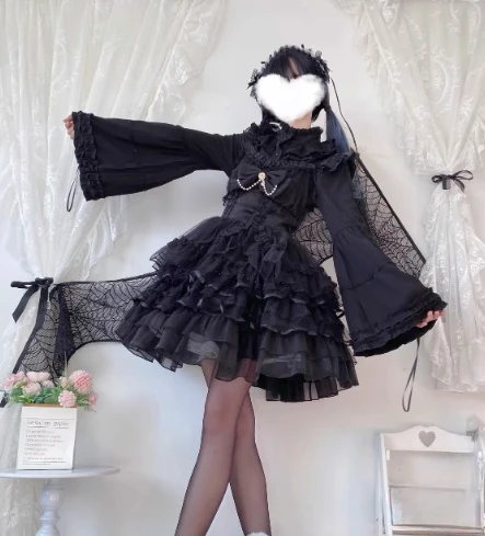 Spring Autumn New Elegant Stand-up Collar Long Flare Sleeve Bottoming Shirt Fashion Girl Goth Punk Black Sweet Lolita Shirts