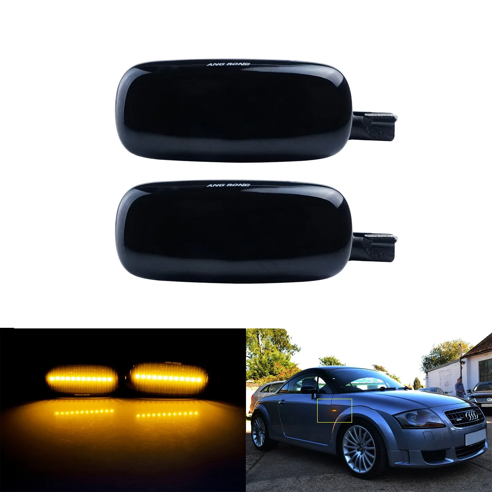 For Audi A2 8Z A3 S3 8L A4 8D A6 S6 4B A8 S8 4D TT 8N Black Smoked Lens LED Side Marker Indicator Repeater Turn Signal Light