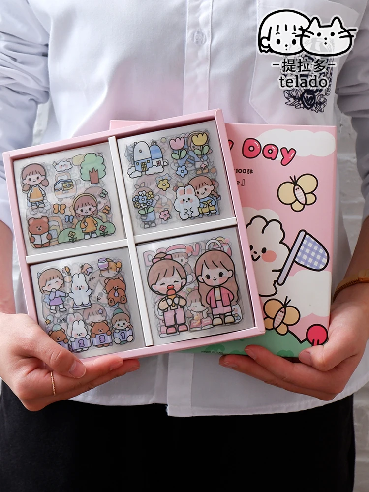 20 Pcs Cute Cream Rabbit Journal Sticker PET Waterproof Collage Kawaii Stationery Scrapbooking Diary Decoration Phone Stickers