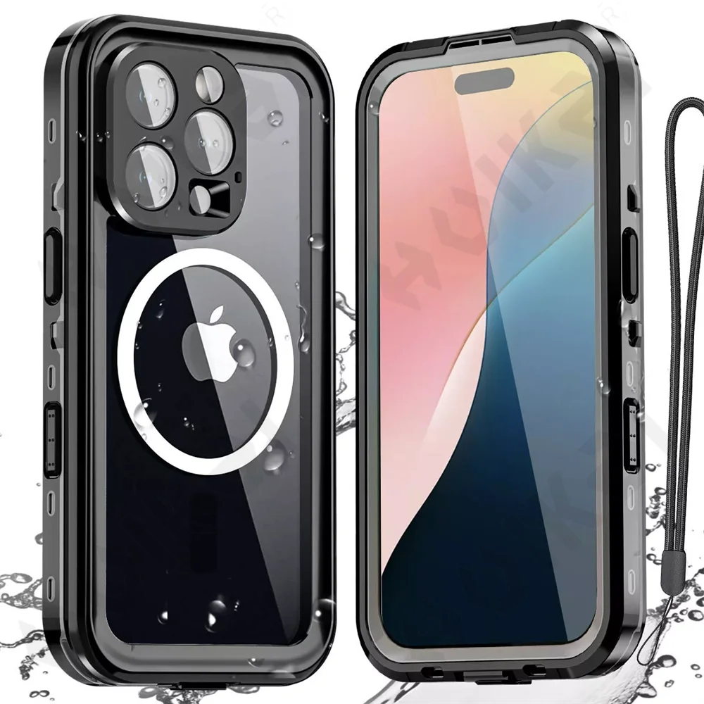 IP68 Waterproof Magnetic Case For iPhone 16 15 14 Pro Max Pro 13 Pro Max Protector Full Body Protective Dustproof Phone Case