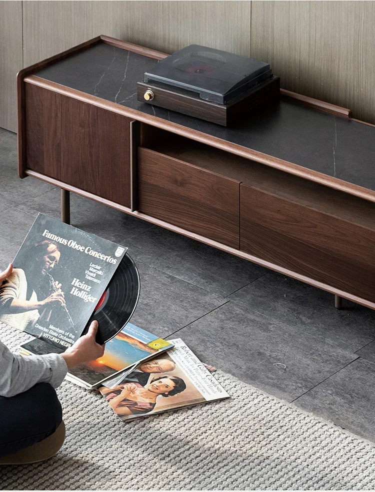 A North American black walnut TV cabinet All solid wood Nordic combination Modern simple locker View hall cabinet
