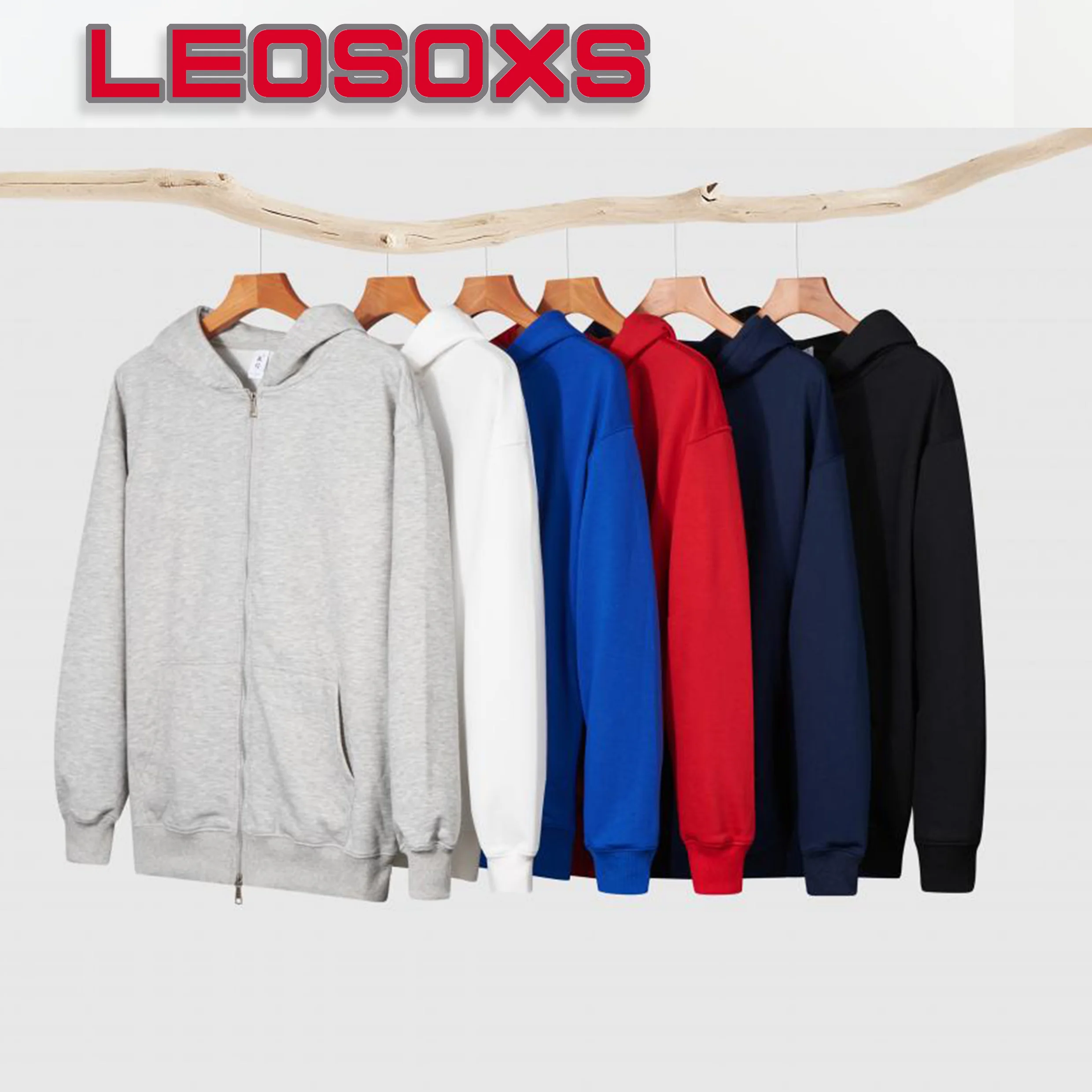 DIY Pattern Custom Logo 320g Heavy New Autumn and Winter Casual Cotton Men and Women Double-Head Zipper Top Solid Color Sweatshi