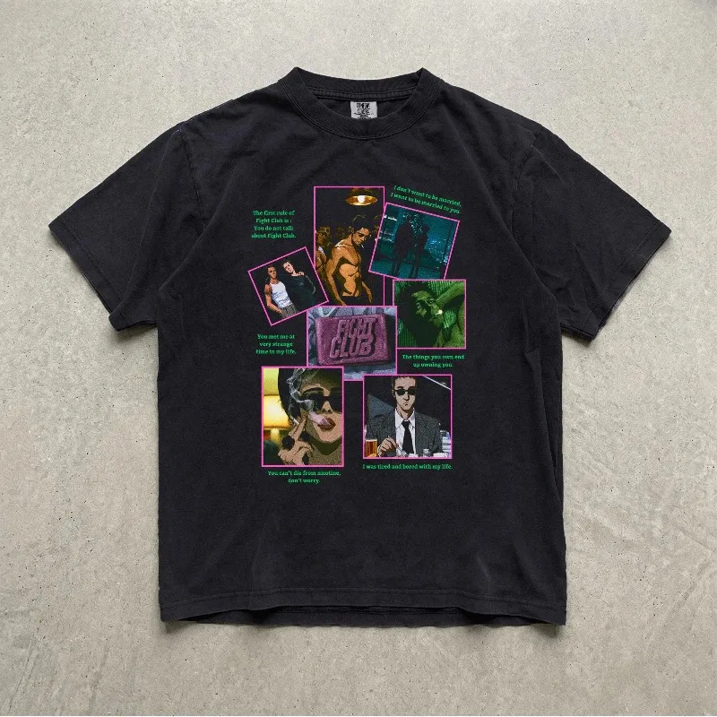 Fight Club Taylor Dayton Pattern T-shirt for Men and Women Y2K Aesthetic Trend Cotton T-shirt