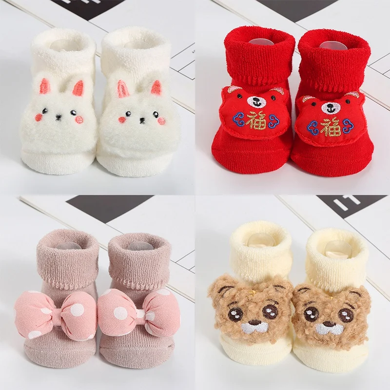 0-1Y Cute Newborn Baby Sock 3D Cartoon Animal Socks Spring Baby Soft Prewalker Cotton Sock For Girls Boys Infant Floor Socks Lot