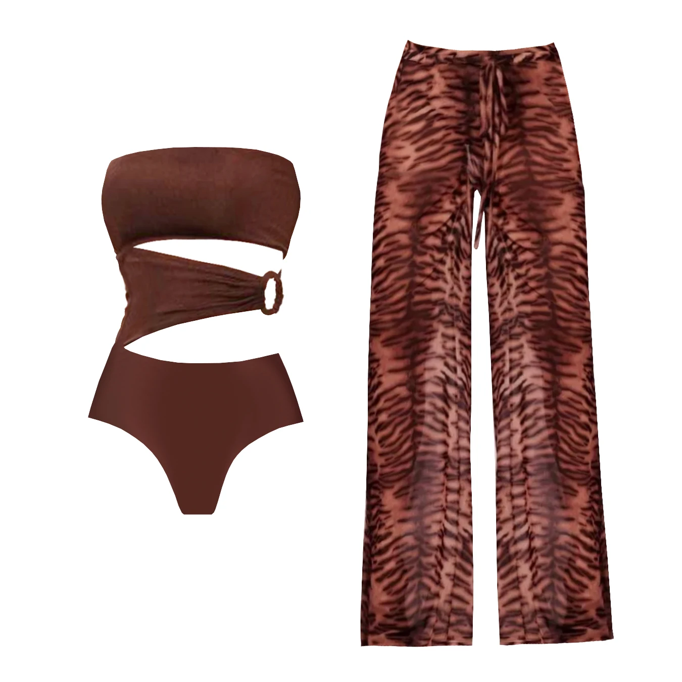2025 New Arrival Push Up One Piece Swimsuit Ruffle Beach Wear Swimwear Women Wrap Skirt Swimsuit Cover Up Sexy Sarong Plage image 3