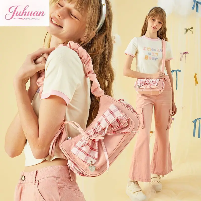 

Japanese Bow Pleated Handheld Girl Underarm Bag Sweet Cute Niche Design Shoulder Bags Mori Go To Work Go Out Small Bag Foe Women