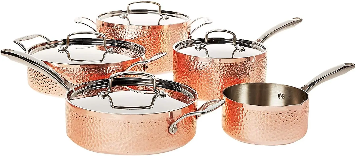 Cookware Set Copper Medium Oven broiler freezer and dishwasher safe excludes Copper set elegant textured design