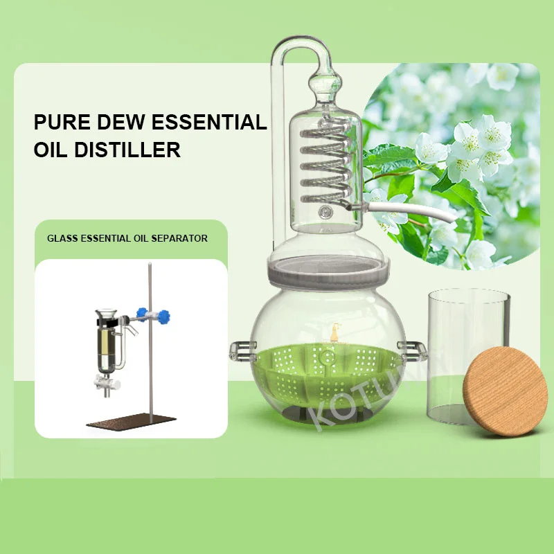 4L Household Hydrolat Essential Oil Glass Distiller Mini Distilling Heating Equipment Brewing Distillation Machine