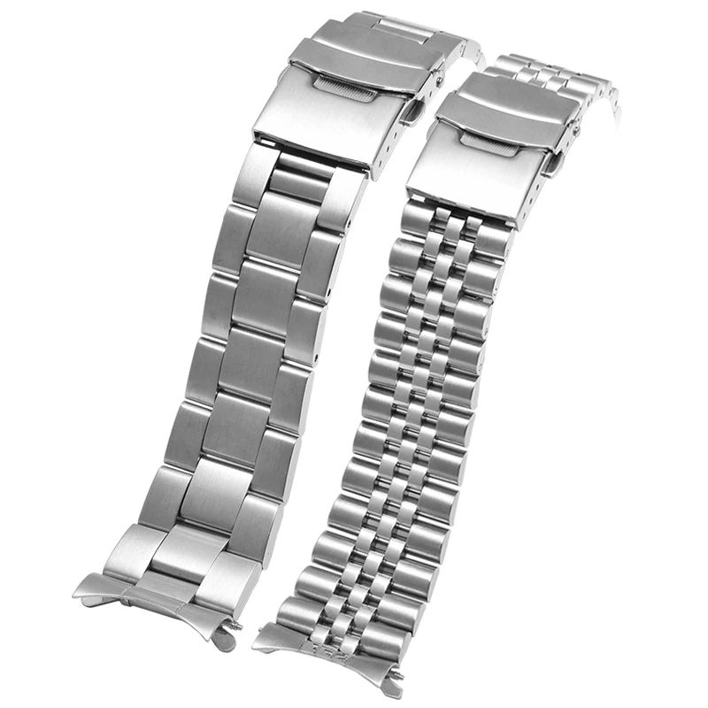 Stainless steel strap for Seiko No. 5 SKX007/009 SRP599 SSK003 curved metal stainless steel watch band 20mm 22mm men\'s bracelet