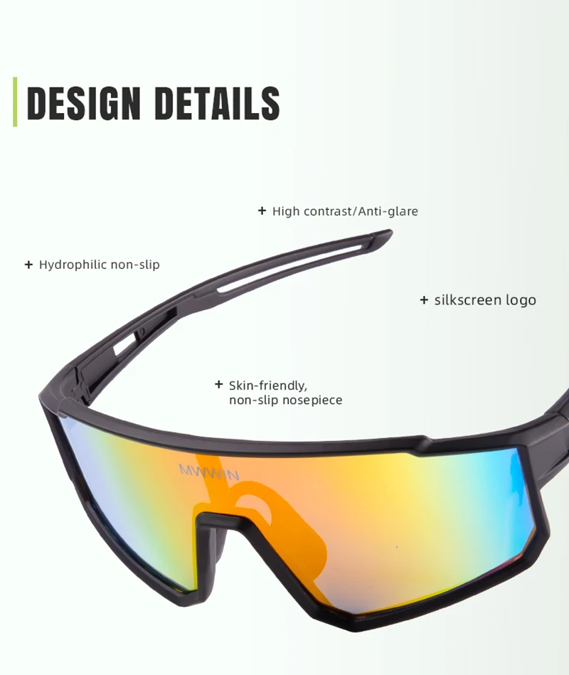 MWWIN Neue Fahrradbrille Sportbrille Sonnenbrille für Männer und Frauen Wanderbrille Fahrrad Mountainbike UV400 Outdoor-Brille – Detail 7